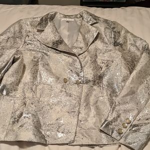 CAbi Chalet Silver Blazer Size 16